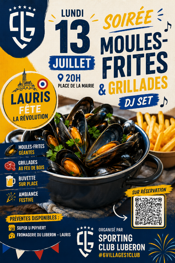 Exemple de publicité Meta Ads — soirée moules-frites Sporting Club Luberon