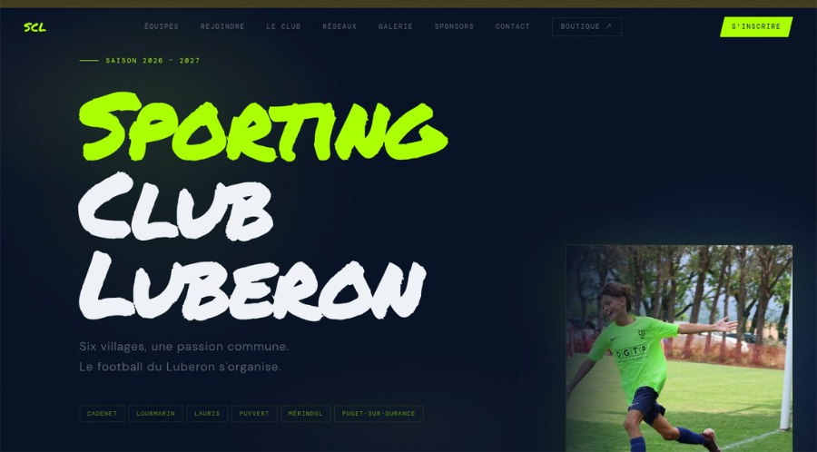 Nouveau site du Sporting Club Luberon conçu par Vulpix